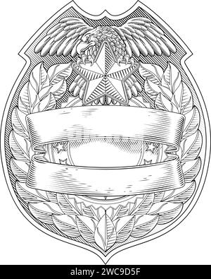 Écusson de police militaire d'aigle du Bouclier Sheriff Crest Illustration de Vecteur