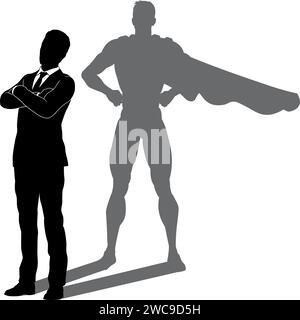 Super héros Business Man avec Super Hero Shadow Illustration de Vecteur