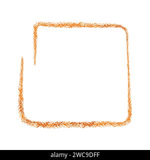 Signe d'école de mathématiques de doodle dessiné à la main de pinceau de craie pour les diagrammes. Boîte carrée orange, cercle dans le style grunge coloré. Icône de cire simple à main levée isolat Illustration de Vecteur