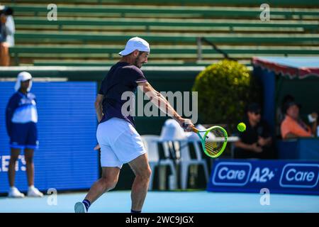 Gasquet Richard, de France, joue contre Polmans Marc, d'Australie, lors du match de clôture du tournoi de tennis Care Wellness Kooyong Classic au Kooyong Lawn tennis Club. Score final ; Polmans Marc 0:2 Gasquet Richard. (Photo Alexander Bogatyrev / SOPA Images/Sipa USA) Banque D'Images