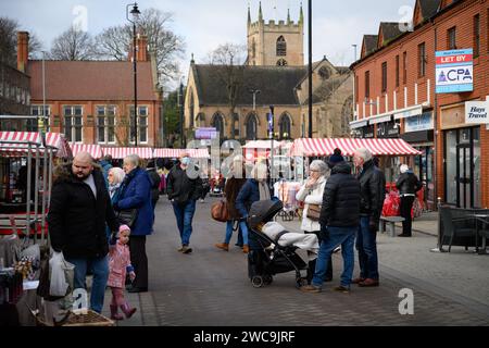 21 janvier 2022 : jour de marché à Hucknall, Nottinghamshire. La ville fait partie de la circonscription de Sherwood, un siège marginal actuellement occupé par les conservateurs. Banque D'Images