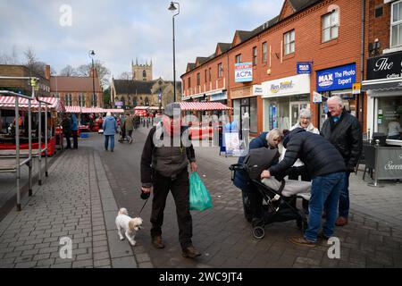 21 janvier 2022 : jour de marché à Hucknall, Nottinghamshire. La ville fait partie de la circonscription de Sherwood, un siège marginal actuellement occupé par les conservateurs. Banque D'Images