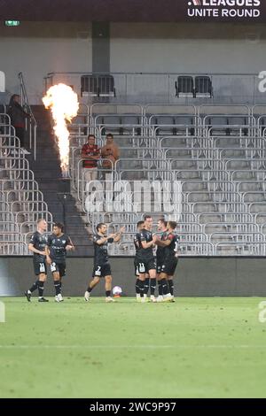 A-Leagues Unite Round - Perth Glory 3-4 Wellington Phoenix - 14 janvier 2024. Wellington Phoenix est revenu au sommet de l'échelle de l'Isuzu Ute A-League Banque D'Images