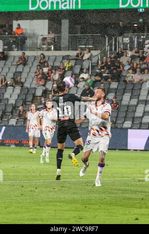 A-Leagues Unite Round - Perth Glory 3-4 Wellington Phoenix - 14 janvier 2024. Wellington Phoenix est revenu au sommet de l'échelle de l'Isuzu Ute A-League Banque D'Images