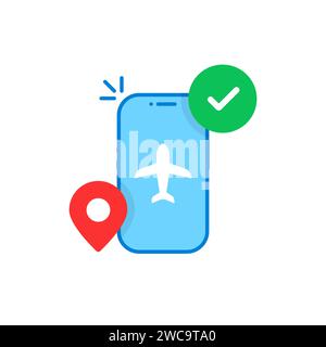 réservation de vol facile avec téléphone de dessin animé Illustration de Vecteur