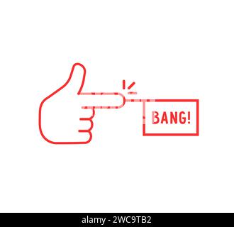 doigt rouge à trait fin avec icône de bang Illustration de Vecteur