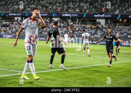 A-Leagues Unite Round - Perth Glory 3-4 Wellington Phoenix - 14 janvier 2024. Wellington Phoenix est revenu au sommet de l'échelle de l'Isuzu Ute A-League Banque D'Images