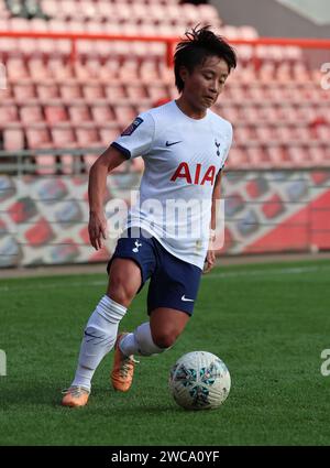 Zhang Linyan (prêtée par l'Université Wuhan Jianghan) lors du match de football féminin FA Cup entre Tottenham Hotspur Women et Sheffield United Wome Banque D'Images