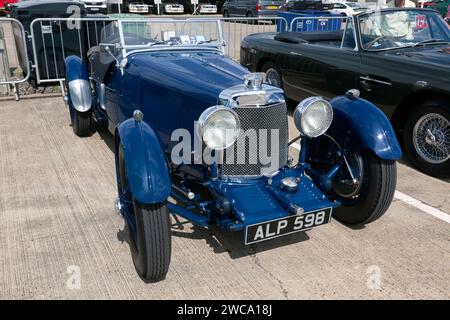 Vue de face des trois quarts d'un Bleu, 1933, Aston Martin le Mans, Banque D'Images