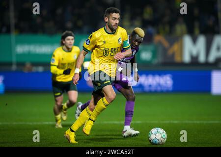 Sittard, pays-Bas. 13 janvier 2024. SITTARD, PAYS-BAS - 13 JANVIER : Ivo Pinto de Fortuna Sittard lors du match d'Eredivisie néerlandaise entre Fortuna Sittard et Sparta Rotterdam au Fortuna Sittard Stadion le 13 janvier 2024 à Sittard, pays-Bas. (Photo Orange Pictures) crédit : Orange pics BV/Alamy Live News Banque D'Images