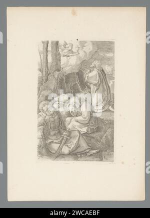 Christ à Gethsémani, Jan Harmensz. Muller, d'après Lucas van Leyden, 1800 - dans ou avant vers 1891 l'impression fait partie d'une couverture avec quatorze impressions. Gravure sur papier Gethsémani, Mont des oliviers, 'Oelberg' (Matthieu 26:36-56, Marc 14:32-52, Luc 22:39-53; Jean 18:1-12) Banque D'Images
