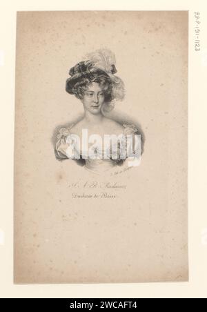 Portrait de Maria Carolina van Bourbon -Sicile, Anonyme, veuve Delpech (Nudet), d'après Thomas Lawrence, 1825 - 1842 estampe d'après peinture par : Londonprinter : Paris paper Historical persons Banque D'Images