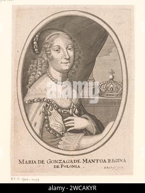 Portrait de Maria Ludovica Gonzaga, reine de Pologne, Pierre Aubry (III), 1645 - 1686 tirage Strasbourg (France) gravure sur papier personnages historiques - BB - femme. couronne (symbole de souveraineté) Banque D'Images