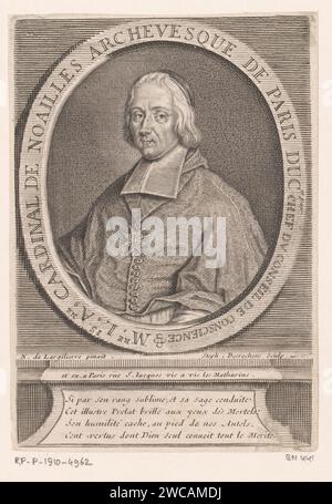 Portret van Louis-Antoine de Noailles, Etienne Desrochers, c. 1726 tirage Paris gravure sur papier de personnages historiques. archevêque, évêque, etc (Catholique romain) Banque D'Images