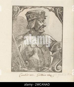 Portrait de Charles VIII, Roi de France, Anonyme, d'après Tobias Stimmer, 1549 - 1575 print Imprimer fait partie d'un album. personnages historiques de papier. roi Banque D'Images