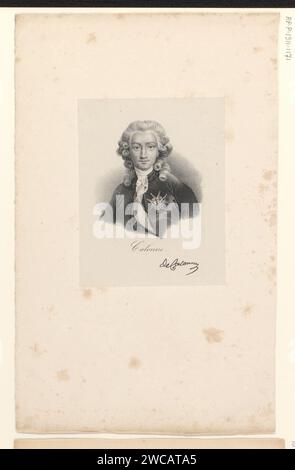 Portret van Charles -Alexandre de Calonne, Anonyme, veuve Delpech (Naudet), en or après 1818 - dans ou avant 1842 papier imprimé Paris. personnages historiques Banque D'Images