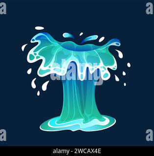 Icône de vecteur de couleur de jet de fontaine sur fond sombre. Un puissant geyser d'eau éclate. Splashing aqua sprays illustration de dessin animé pour la conception Illustration de Vecteur