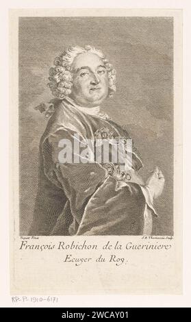 Portret van François Robichon de la Guérinière, Simon Henri Thomassin, d'après Louis Tocqué, 1697 - 1741 print France papier gravure / gravure personnages historiques. dressage des chevaux Banque D'Images