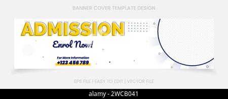 Couverture de bannière conception de site Web de médias sociaux conception de modèle d'admission d'école conception bleu jaune Illustration de Vecteur