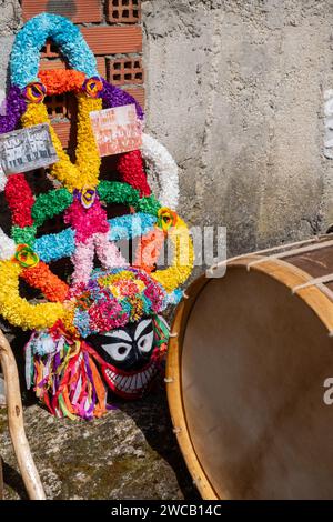 Boteiro, masque de carnaval traditionnel, carnaval populaire en Galice, Entroido de Viana do Bolo Banque D'Images