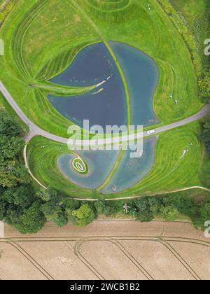 Un drone top down shot de Jupiter Artland, Édimbourg, Écosse Banque D'Images