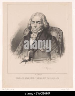 Portret van Charles-Maurice de Talleyrand, Bernard Romain Julien, v. 1834 print Paris papier personnages historiques Banque D'Images