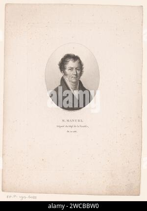 Portret van Jacques -Antoine Manuel, Ambroise Tardieu, 1820 - 1821 tirage Paris gravure sur papier personnages historiques. politicien, p. ex. chef de parti Banque D'Images