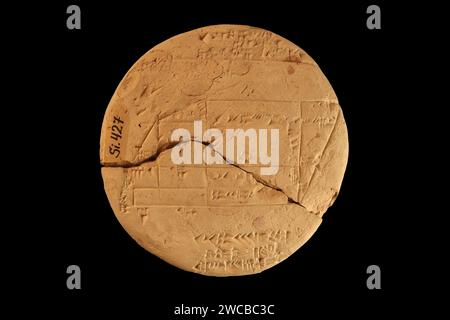 Tablette cunéiforme Babylone antique. La plus ancienne tablette d'argile dans l'histoire de la géométrie au Musée archéologique d'Istanbul en Turquie. Daté de 1900 et 1600 av. J.-C.. Banque D'Images