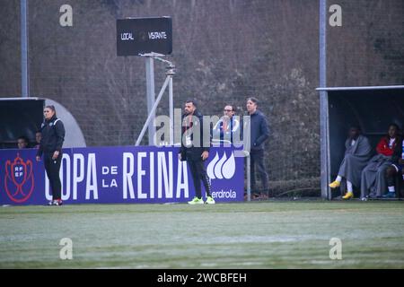 San Claudio, Espagne, le 14 janvier 2024 : Jose Herrera, entraîneur de l'UDG Tenerife, lors de la manche des 16 de la SM la Reina Cup 2023-24 entre le Real Oviedo FEM et l'UDG Tenerife, le 14 janvier 2024, au complexe sportif 'El Castañeo', à San Claudio, Espagne. (Photo Alberto Brevers / Pacific Press/Sipa USA) Banque D'Images