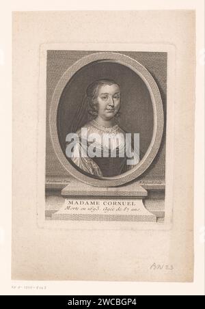 Portret van Anne-Marie Bigot de Cornuel, Etienne Fessard, d'après Ferdinand, 1740 print France gravure sur papier personnages historiques - BB - femme. ornement  médaillon Banque D'Images