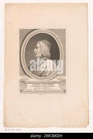 Portret van Louis -Antoine de Noailles, Simon François Ravenet (le Vieux), 1729 - 1756 print France gravure sur papier / gravure personnages historiques. archevêque, évêque, etc (Catholique romain) Banque D'Images