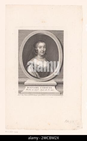 Portret van Anne-Marie Bigot de Cornuel, Etienne Fessard, d'après Ferdinand, imprimeur 1765 : Franceéditor : Paris gravure sur papier personnages historiques - BB - femme. ornement  médaillon Banque D'Images