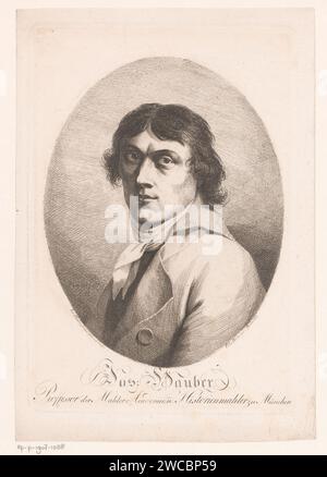 PortraT van Joseph Hauber, Joseph Hauber, 1776 - 1810 tirage München sur papier portrait gravure, autoportrait de peintre Banque D'Images