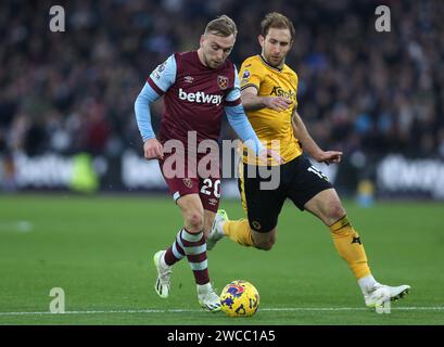 Jarrod Bowen de West Ham United. - West Ham United - Wolverhampton Wanderers, Premier League, London Stadium, Londres, Royaume-Uni - 17 décembre 2023. Usage éditorial uniquement - des restrictions DataCo s'appliquent. Banque D'Images