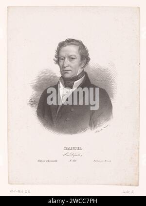 Portret van Jacques-Antoine Manuel, Auguste Toussaint Lecler, 1829 print Paris papier personnages historiques Banque D'Images