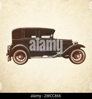 Image tonique sépia d'une voiture classique de luxe noire du début du XXe siècle Banque D'Images