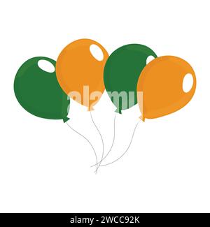 Ballons en tricolore indien traditionnel. Éléments décoratifs pour les fêtes nationales de l'Inde illustration vectorielle Illustration de Vecteur