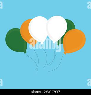 Ballons en tricolore indien traditionnel. Éléments décoratifs pour les fêtes nationales de l'Inde. Illustration vectorielle Illustration de Vecteur