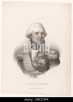 Portret van Louis Thomas Villaret de Joyeuse, Antoine Maurin, 1833 print Paris papier personnages historiques. officier Banque D'Images