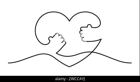 embrassez l'amour de soi de coeur dans un dessin de ligne mince minimale illustration continue Illustration de Vecteur