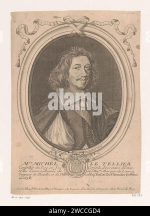 Portret van Michel le Tellier, Nicolas de Larmessin (I), 1642 - 1678 print éditeur : ParisFrance papier gravure / gravure personnages historiques Banque D'Images