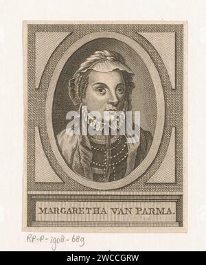 Portrait de Margaretha de Parme, Carel Jacob de Huyser, 1763 - 1804 print Buste van Margaretha van Parma, gouverneur des pays-Bas, à droite dans une liste ovale. Amsterdam gravure / gravure sur papier Banque D'Images