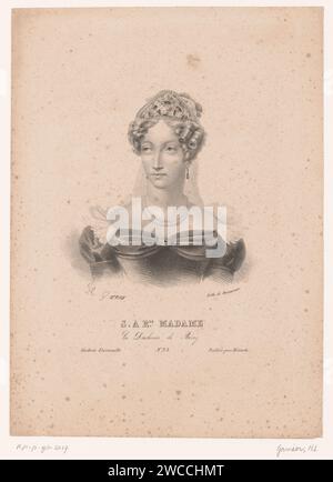 Portrait de Maria Carolina van Bourbon-Sicily, Hippolyte Louis Garnier, 1823 estampe Paris papier personnages historiques Banque D'Images