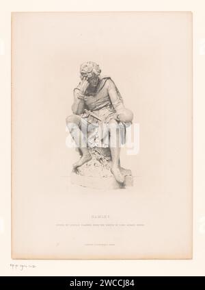 Hamlet, avec le crâne de Yorick à la main, Léopold Flameng, d'après Ronald Gower, 1855 - 1904 print London paper gravure Hamlet, Prince of Denmark. méditation sur crâne et/ou crucifix Banque D'Images