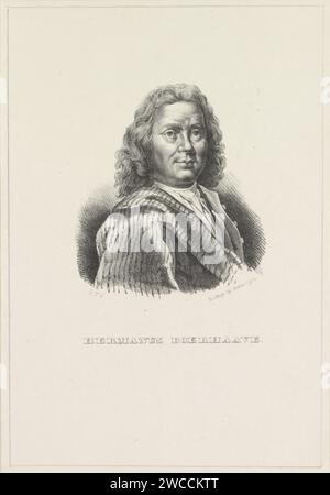 Portrait de Herman Boerhaave, Gerhardus Fredericis Eilbracht, 1837 - 1840 print la personne représentée porte une veste rayée. Sous le portrait son nom. Le journal de la Haye. crayon personnes historiques (+ portrait buste (complet)) Banque D'Images