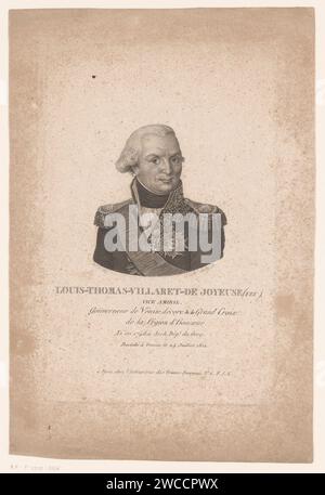 Portret van Louis Thomas Villaret de Joyeuse, J.N. Joly, d'après Mademoiselle J., 1805 - 1825 imprimeur : Francepublisher : Paris gravure sur papier personnages historiques. rangs dans l'armée Banque D'Images