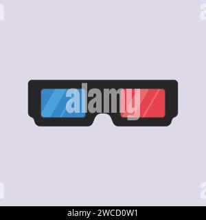 3d Glass Cinema Vector Icon 3d lunettes de film bleu rouge Illustration de Vecteur