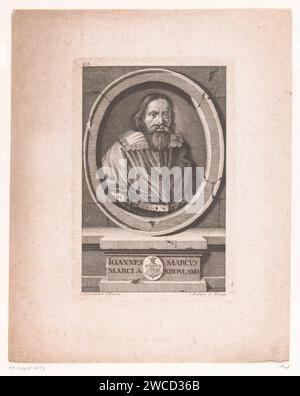 Portrait de Johannus Marcus Marci, Jan Balzer, d'après Johann Kleinhard, 1772 - 1799 tirage numéroté en haut à gauche : 23. Prague papier gravure / gravure personnes historiques Banque D'Images