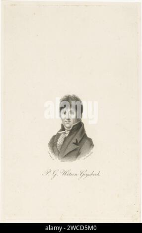 Portrait de Pieter Gerardus Witsen Geysbeek, Pieter van der Meulen, d'après Hendrik Willem Caspari, 1790 - 1853 tirage Portrait de Pieter Gerardus Witsen Geysbeek, écrivain. Journal d'Amsterdam Banque D'Images