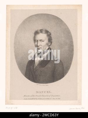 Portret Van Jacques-Antoine Manuel, Sophie This-Baron, d'après Michel-Martin Drolling, 1823 print London paper Historical persons Banque D'Images